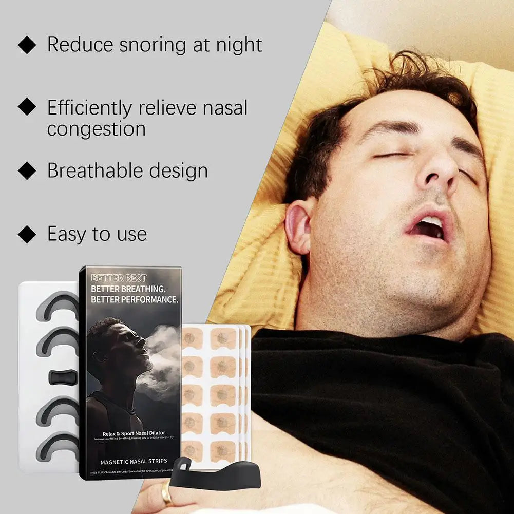 Anti-Snoring Nasal Dilator Set Improve Sleeping Reduce Nasal Congestion Magnetic Nasal Strips Nasal Breathing Dilators Kits 